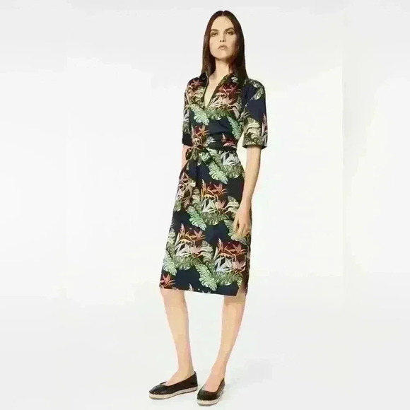 Brooks Brothers Womens 2 Jungle Print 100% Cotton Shirt Midi Dress. See descript - Picture 4 of 6